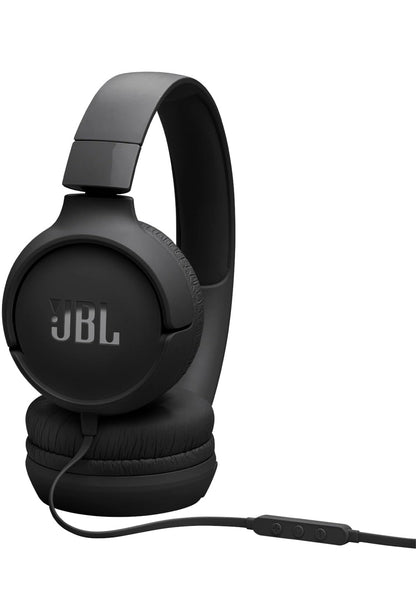 JBL Tune 520C - USB-C Bedrade On-Ear Oorfone met Hi-Res Oudio Ondersteuning, Suiwer Bas Klank, Gemaklike pasvorm, USB-C konnektiwiteit, 3-Knoppie Afstandbeheer met Mikrofoon en EQ-voorinstellingsbeheer (Swart)