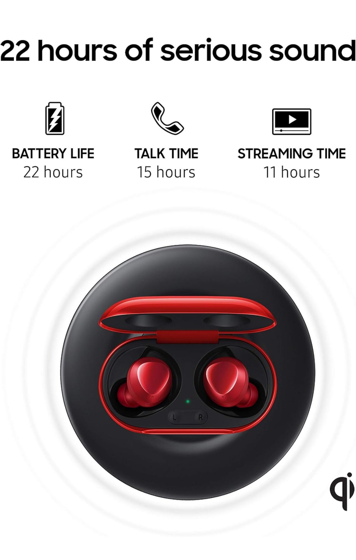 Samsung Galaxy Buds Plus, True Wireless Earbuds (Wireless Charging Case Included), Red – US Version
