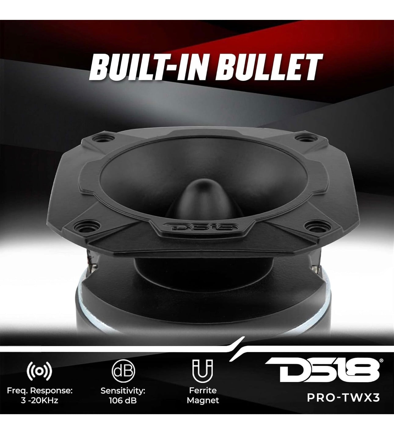DS18 PRO-TWX3 4" Super Bullet Tweeter 480 Watts 1.5" Aluminum 4-Ohm(1 PC)