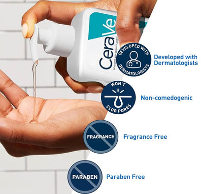 CeraVe Akneebeheer-reiniger, 2% Salisielsuurbehandeling Geformuleer met Niasinamied + Sereamide + Olie-absorberende Klei Sonder Geur (16 Oz)