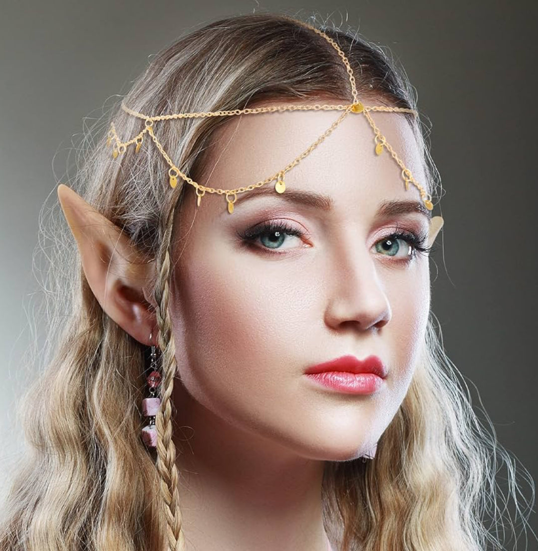 6 Stuks Goue Kopketting Juweliersware Boho Bruidshoofstuk Turkoois Kwassie Hoofbande Boho Haarbykomstighede vir Vroue en Meisies