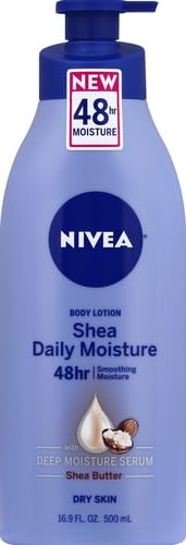NIVEA Shea Nourish Body Lotion for Dry Skin with Hyaluronic Acid, Shea Butter and Deep Nourishing Serum, 48-Hour Body Moisturizer, 16.9 Fl Oz Pump Bottle - 3PK