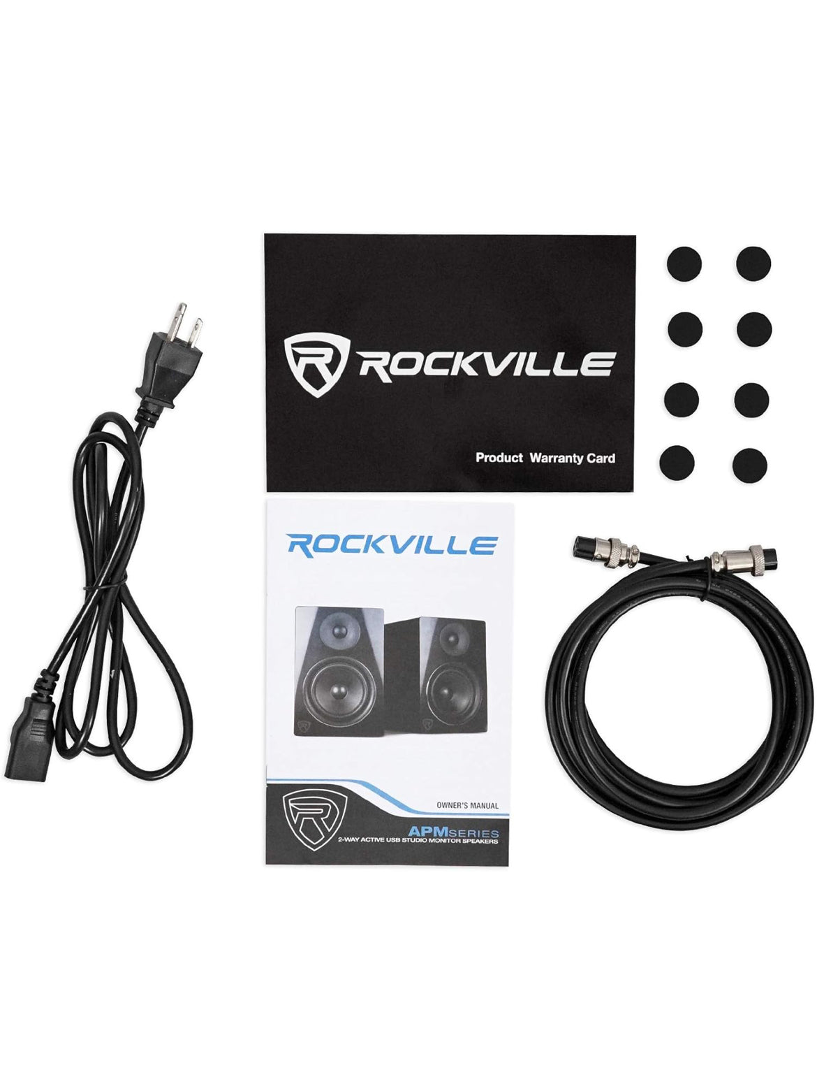Rockville (2) APM8B 8" Powered Studio Monitors+Active 10" Subwoofer+Foam Pads