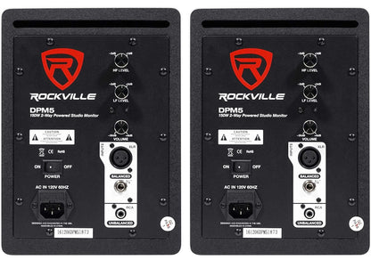 Rockville (2) DPM5C Dubbel Aangedrewe 5.25" 300 Watt Aktiewe Studio Monitor Luidsprekers