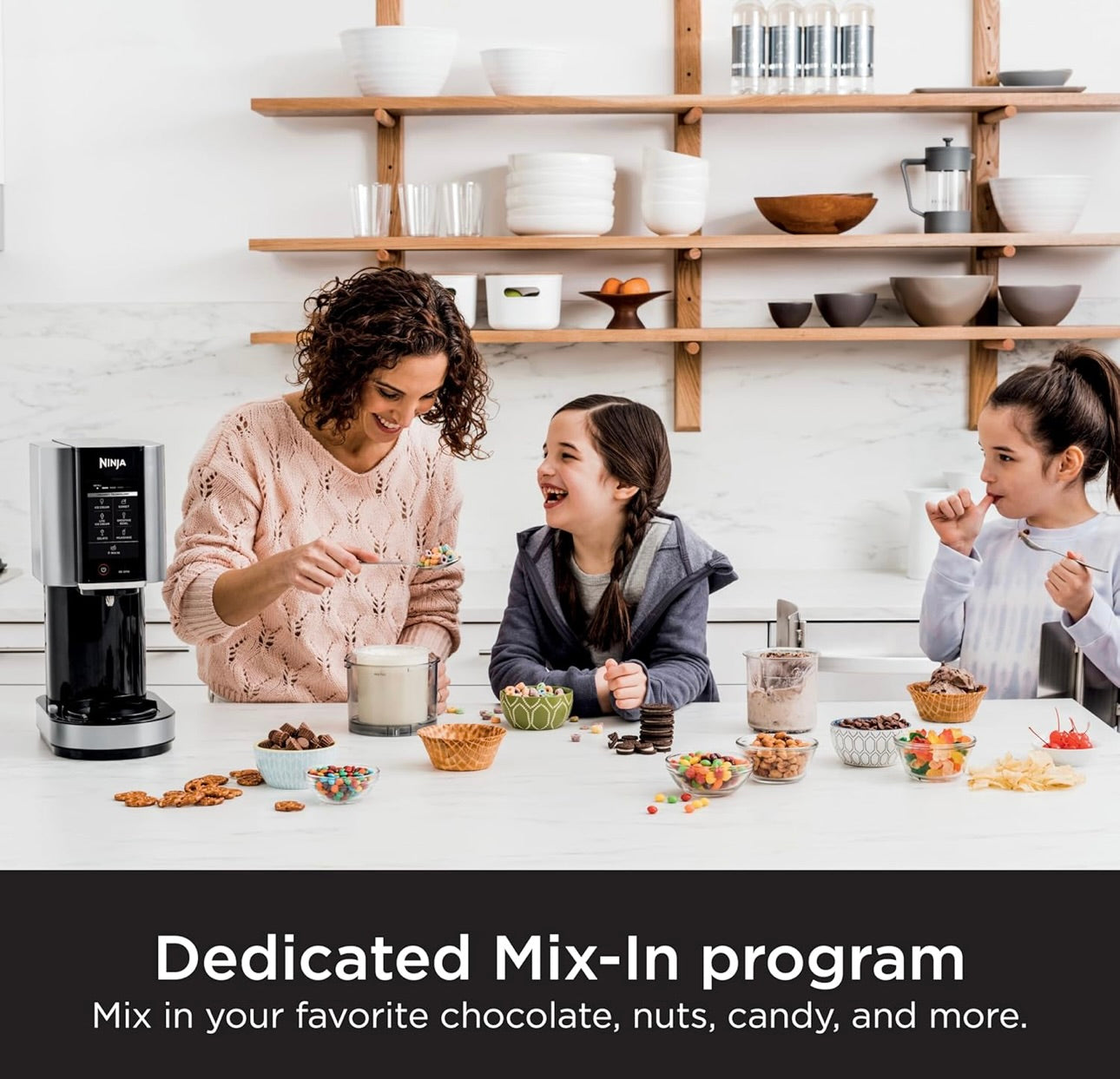 Ninja NC301 CREAMi Ice Cream Maker, for Gelato, Mix-ins, Milkshakes, Sorbet, Smoothie Bowls & More, 7 One-Touch Programs, with (2) Pint Containers & Lids, Compact Size, Perfect for Kids, Silver