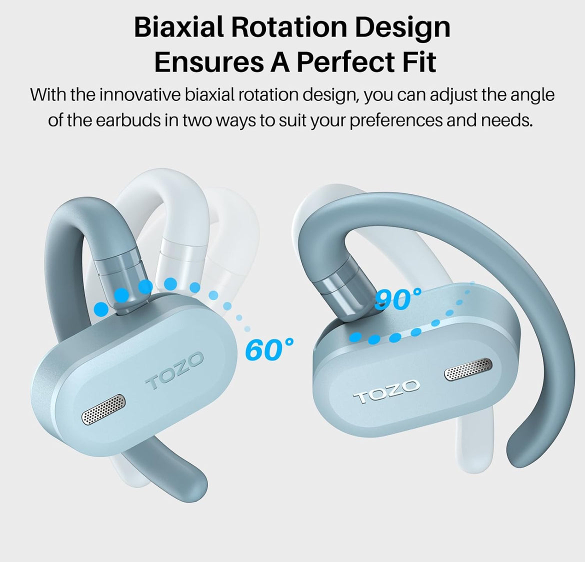 True Open Ear Wireless Lightweight w/ Multi-Angle, Dual-Axis Design for Long-Lasting Comfort - Blue