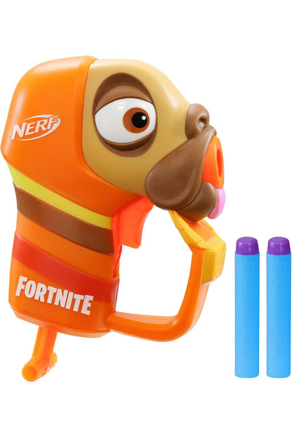 Nerf Fortnite Micro Doggo Mini Dart-Firing Blaster - Fortnite Doggo Outfit Design - Includes 2 Official Nerf Elite Darts