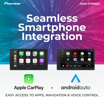 Pioneer 6.8" Capacitive Touchscreen Double Din Car StereoDigital Multimedia Receiver, Wired CarPlay & Android Auto, Bluetooth, Backup Cam, FLAC, AM/FM, Front/Rear/Sub RCA Preouts