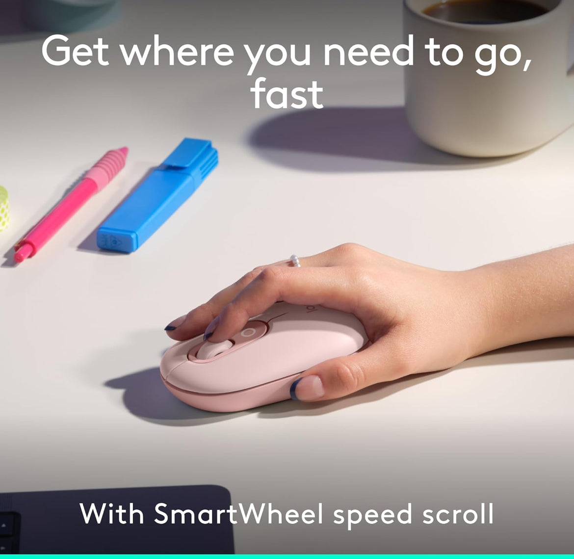 Logitech POP ICON Combo, Bluetooth-sleutelbord-en-muiskombo, Gemaklike Tik, programmeerbare Sleutels en Knoppies, Stil klikke, Maklik-Skakel tot 3 Toestelle - Roose