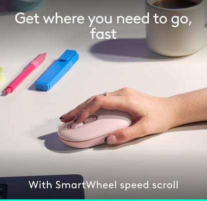 Logitech POP ICON Combo, Bluetooth-sleutelbord-en-muiskombo, Gemaklike Tik, programmeerbare Sleutels en Knoppies, Stil klikke, Maklik-Skakel tot 3 Toestelle - Roose