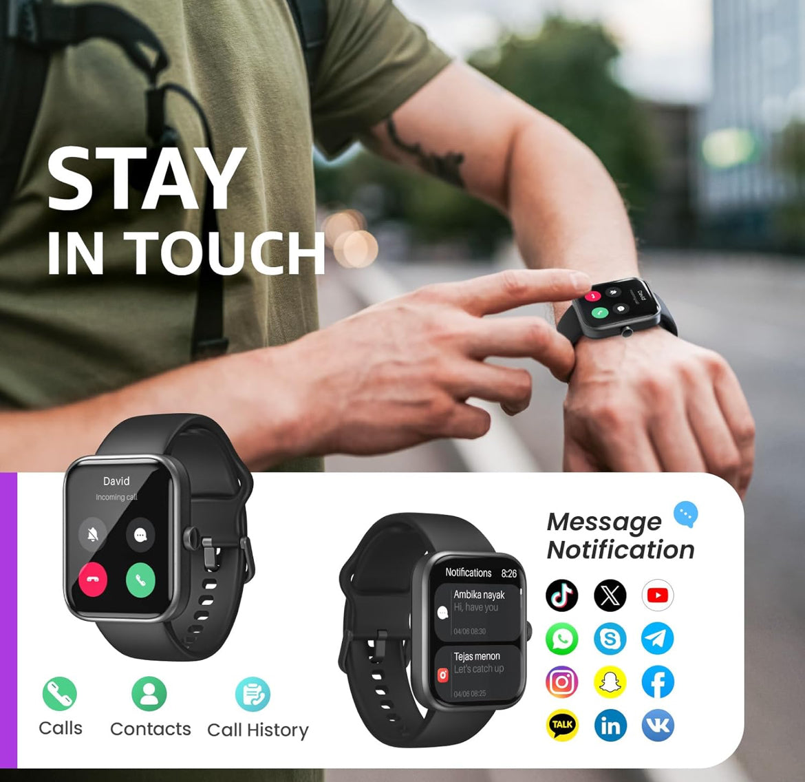 S3 Smart Watch for Men & Women, 1.83" HD Touchscreen, Bluetooth,IP68 Waterproof, Compatible with iOS & Android