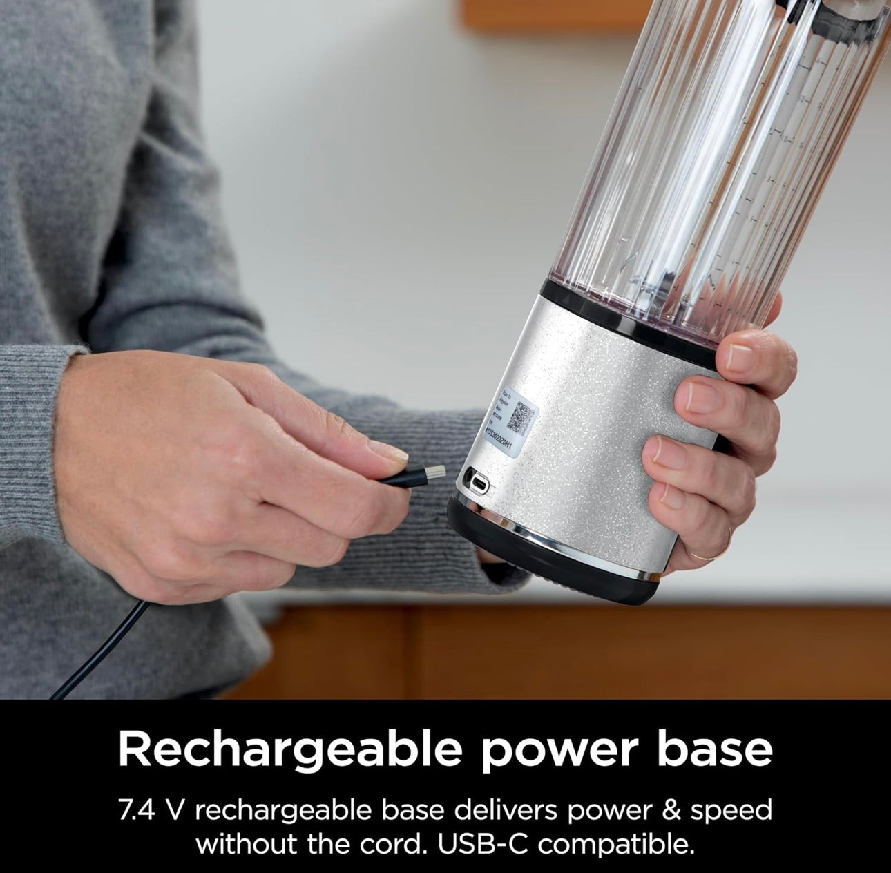 Ninja Blast Portable Blender, Cordless, 18oz. Vessel, Personal Blender BPA Free, Leakproof Lid & Sip Spout, USB-C Rechargeable, Dishwasher Safe Parts -White Glitter (BC152GL)