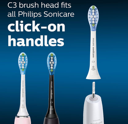 Philips Sonicare Oorspronklike C3 Premium Plaque Control Tandeborselkoppe, 4 Borselkoppe (Wit) HX9044/65