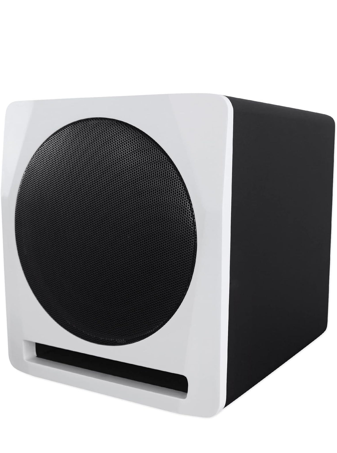 Rockville APM10W Active Studio Subwoofer in White, 10", 400W, MDF Wood, RCA/XLR/Optical, Front-Firing Port