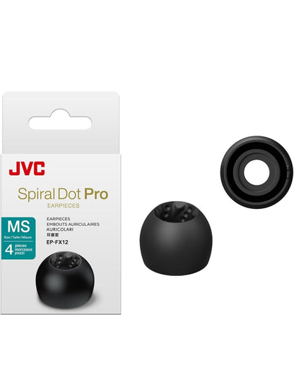 JVC EPFX12 Spiral Dot Pro Oorstukke – 2 Stel van (4) Oorpunte, Groottes Klein tot Groot, Pas Baie JVC Modelle (Medium-Klein 11mm)