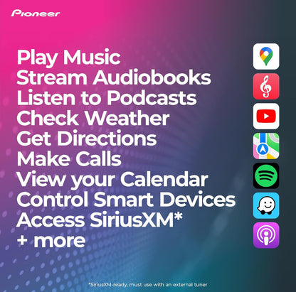 Pioneer DMH Series 6.8" Capacitive Touchscreen Double Din Car StereoDigital Multimedia Receiver, Wired Apple CarPlay & Android Auto, Amazon Alexa, Bluetooth, Backup Cam, HD Radio, Hi-Volt RCA