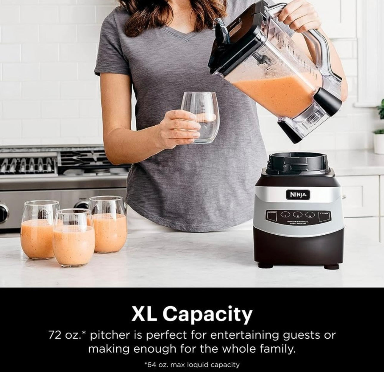 Ninja Blender Crushes Ice  Fruit, and-Veggies, 1000-Watt, Dishwasher Safe - Black (NJ601AMZ)