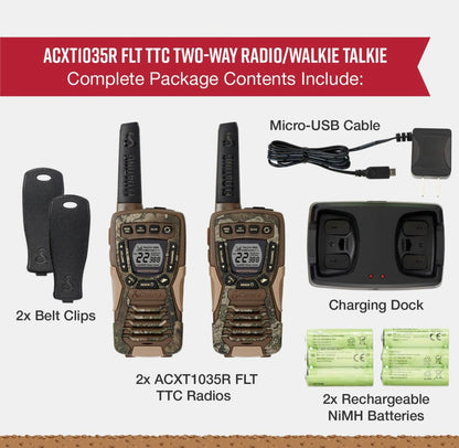 Cobra ACXT1035R FLT Waterdigte Handradio's - Herlaaibaar, Dryf, 22 Kanale, Langafstand 37-Myl Tweerigting Radiostel (2-pak)