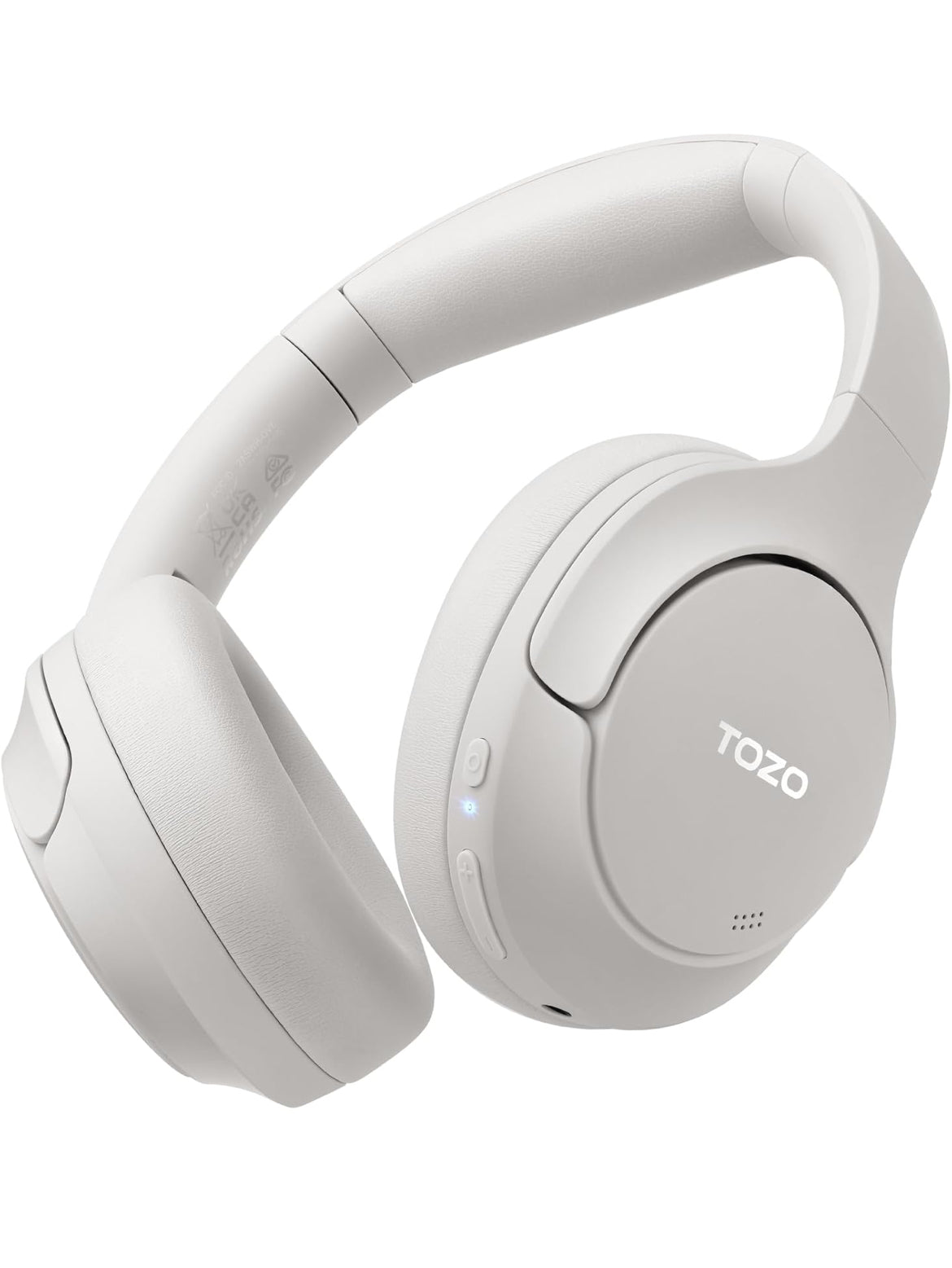 Hybrid Active Noise Cancelling Headphones, Wireless Over Ear Bluetooth, 40H Playtime, Hi-Res Audio Custom EQ, Comfort Fit Ear Cups (White)