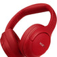 HT2 Hybrid Active Noise Cancelling Headphones, Wireless Over Ear Bluetooth Headset, 60H Playtime - Red