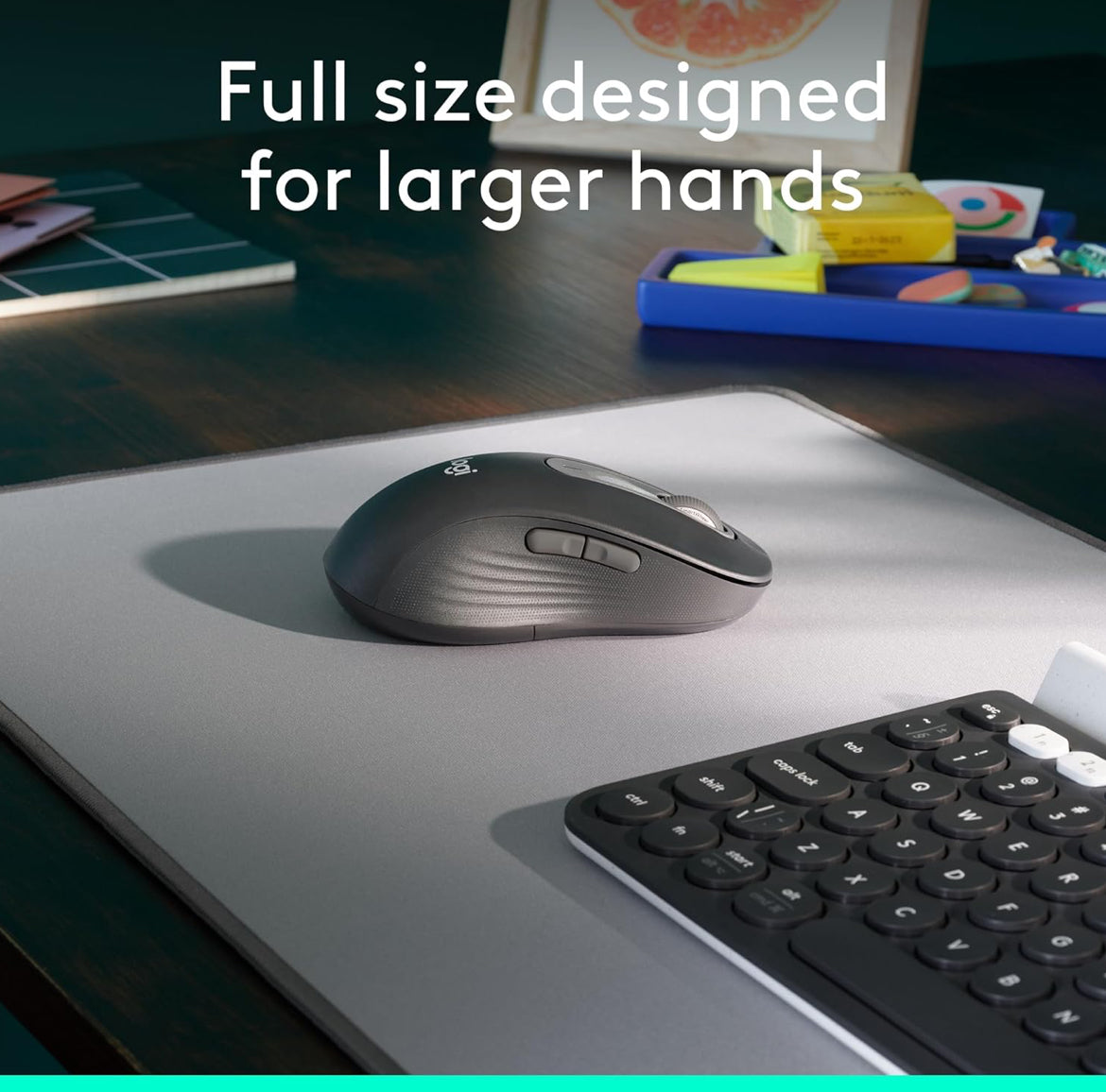 Logitech Wireless Mouse Signature M650 L Full Size - Large Hands, 2-Year Battery, Silent Clicks, Customizable Buttons, Bluetooth, PC/Mac/Chromebook - Graphite, Left-Handed, Large