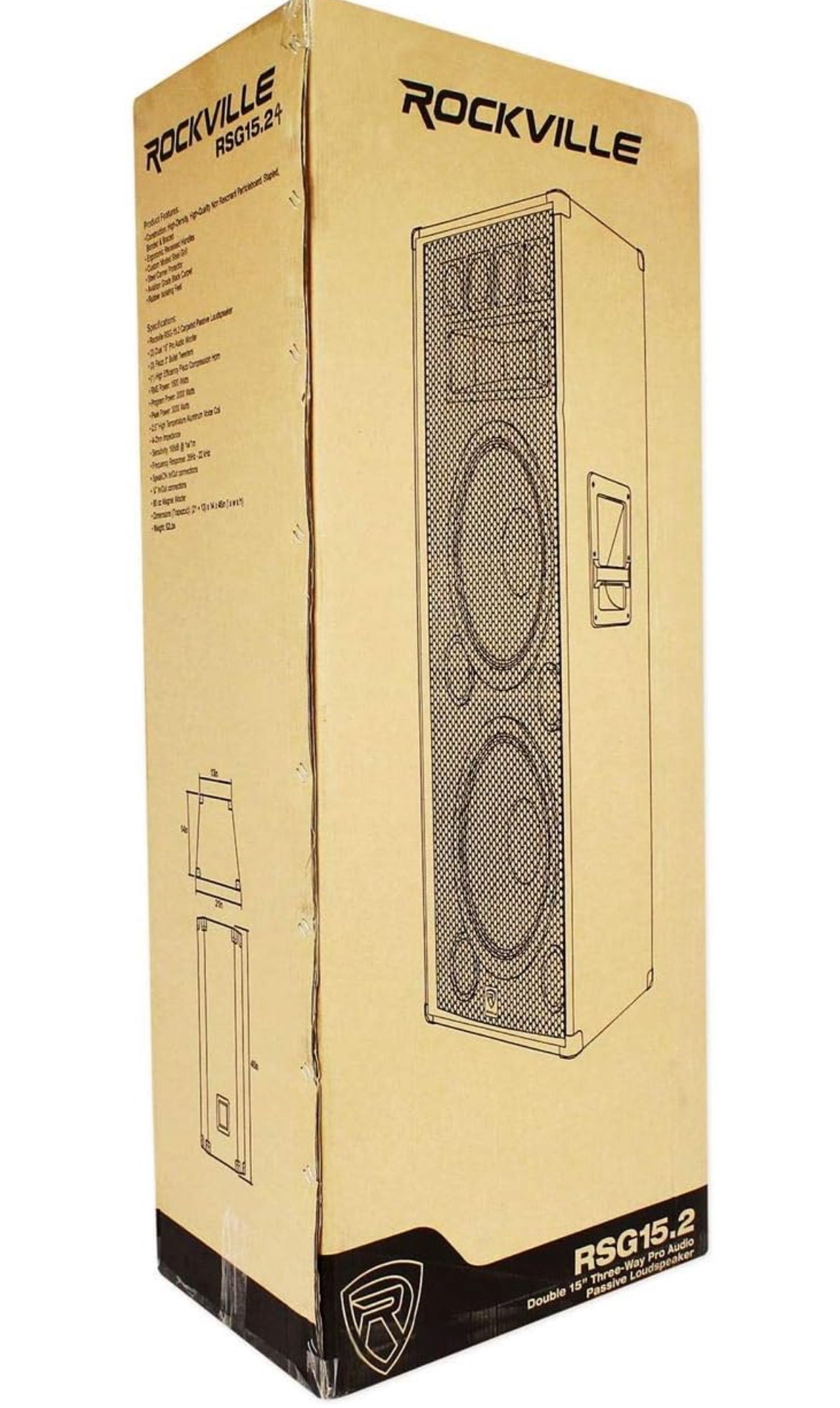 Rockville RSG15-2 Dual 15” 3000 Watt 3-Way  Passive DJ/Pro Audio Speaker