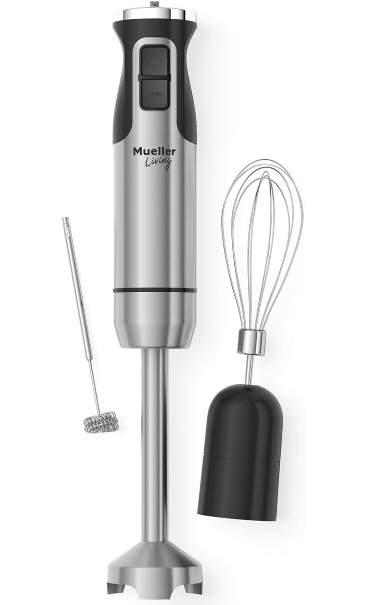 Ultra-Stick Dompelhandmenger, 500W Swaardiensmotor, 8-Spoed Turbo-instelling, Sluit Mengstaaf, Klitser, Melkskuimer en Maatbeker in