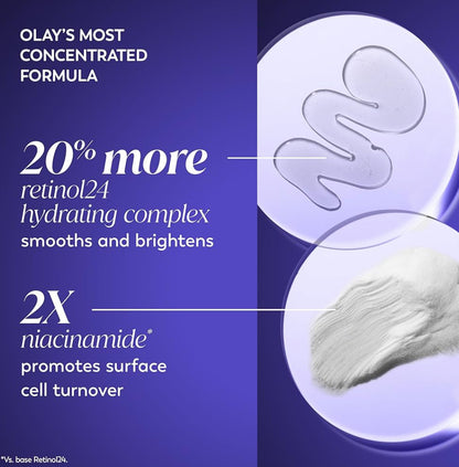 Olay Retinol Gesigbevogtiger, 24 MAX Anti-Veroudering Nagroom Teenplooie Velversorging (48g) & Proefgrootte Retinol Reinigingssmelte (12 stuks)
