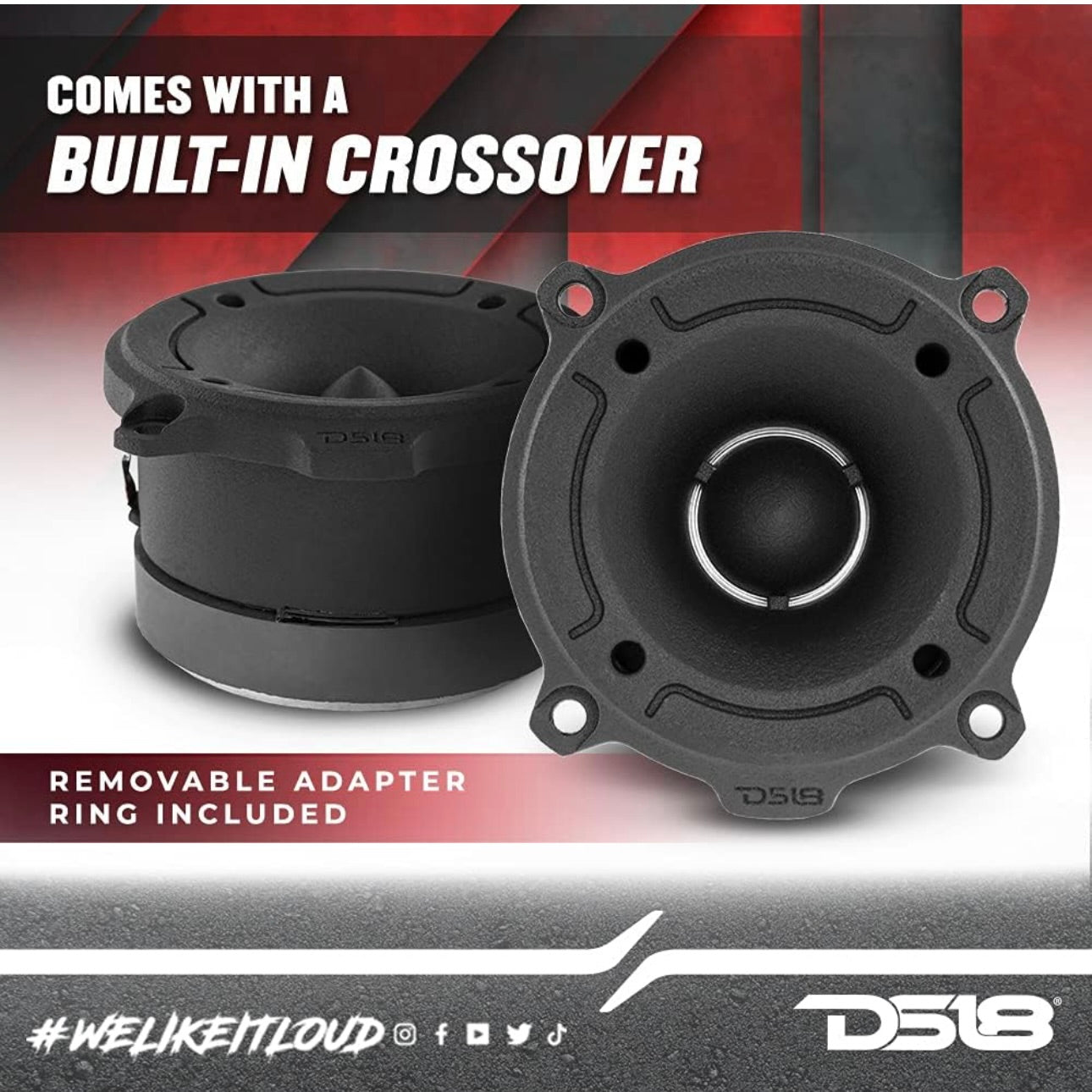 DS18 PRO-TW120B PRO Tweeter in Black - 3" 240W Max 4 Ohms, Built in Crossover -  (Pair)