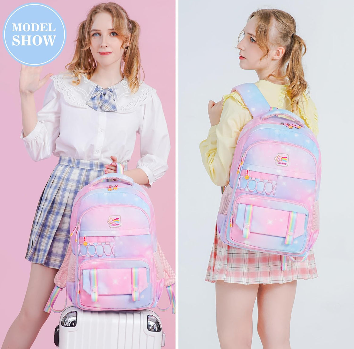 Girls Backpack 15.6 Inch Laptop School Bag Cute Kids Kindergarten Elementary Backpacks Middle Schoolbag Large Bookbags for Women Teens Students Anti Theft Travel Daypack (Pink)