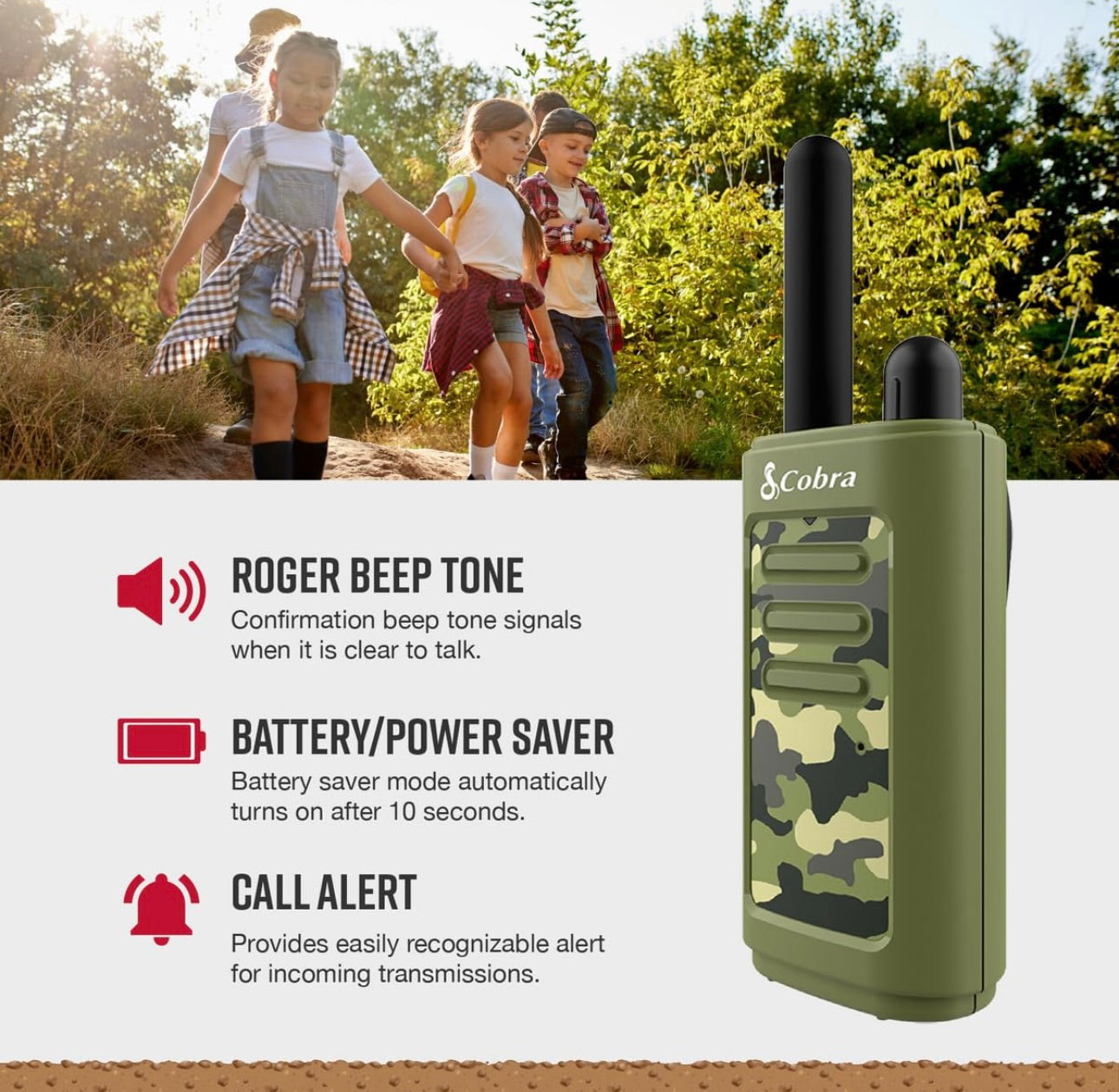 Cobra HE150 Kindervriendelike Walkie Talkies – 25 km Reikafstand, 2 Kanale Tweeradio Stel – Groen, (2-pak)