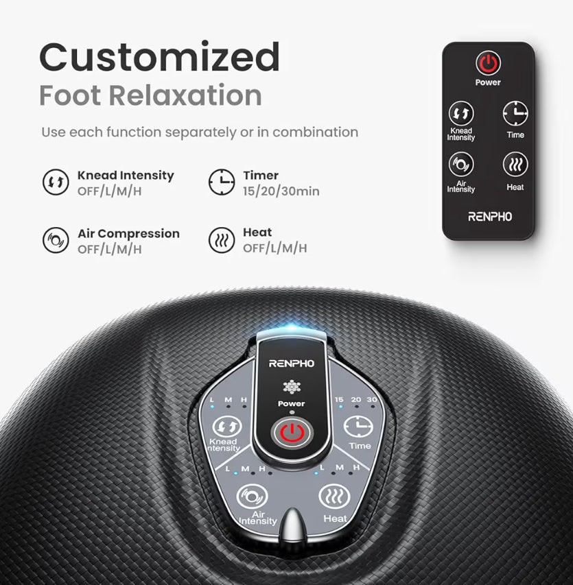 Foot Massager Machine w/ Heat Shiatsu Foot Massager for Plantar Fasciitis - (Black)