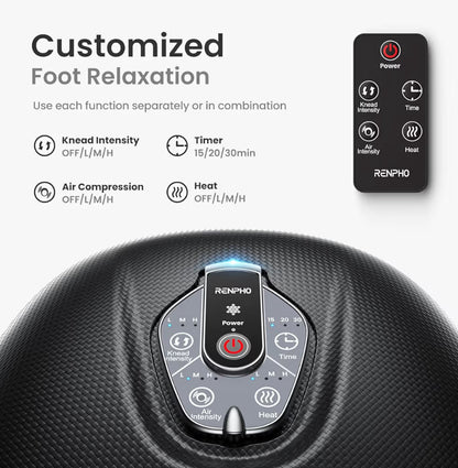 Foot Massager Machine w/ Heat Shiatsu Foot Massager for Plantar Fasciitis - (Black)