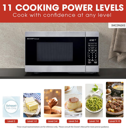 Sharp SMC0962KS 0.9 cu. ft. 900W Stainless Steel Countertop Microwave Oven
900 Watt, Removable 10.6" Carousel Turntable