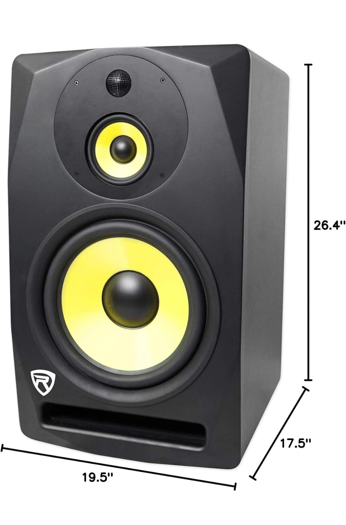 Rockville 10" 400w Powered Active 3-Way Studio Monitor Speaker Full Range, Black, 10 inch