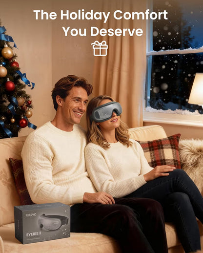 Limited Edition Eye Massager w/ Heat and Cooling Eyeris 3 Voice Control, Eye Care Sleep Mask - Silver