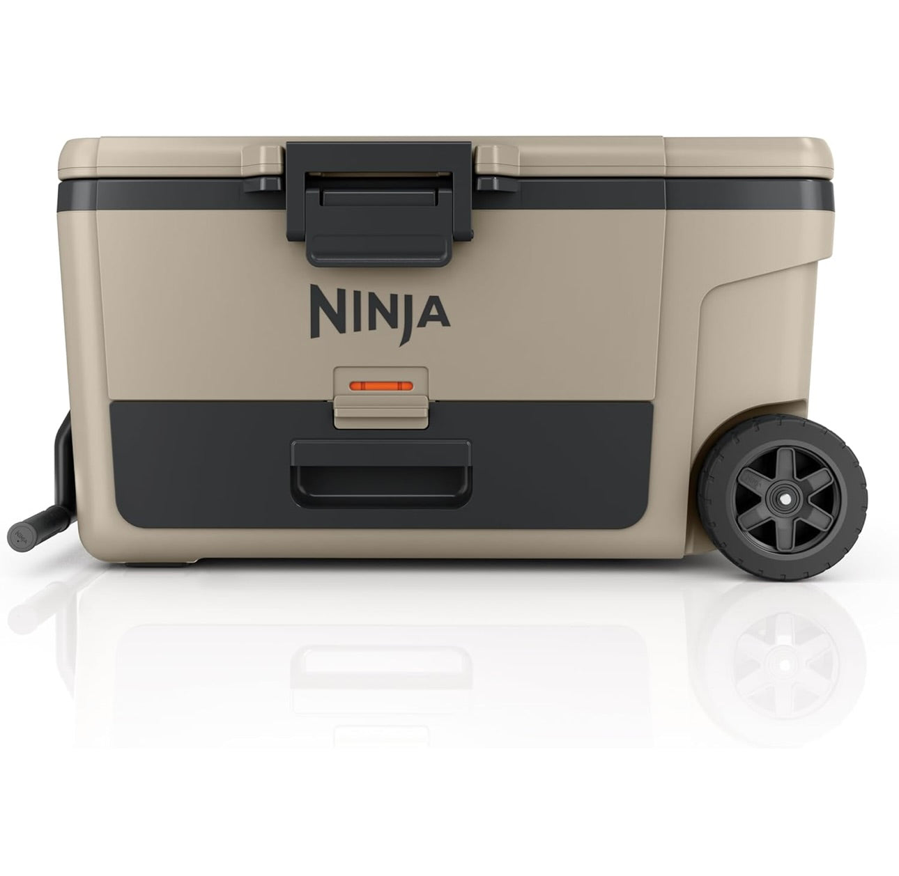 Ninja Cooler FrostVault 65QT Yskas met Wiele Geïsoleer met Temperatuur Droë Bergingslaai Hou Ys Dae Lank Koud - Berk Beige (FB265GY)