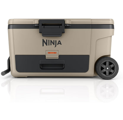 Ninja Cooler FrostVault 65QT Yskas met Wiele Geïsoleer met Temperatuur Droë Bergingslaai Hou Ys Dae Lank Koud - Berk Beige (FB265GY)