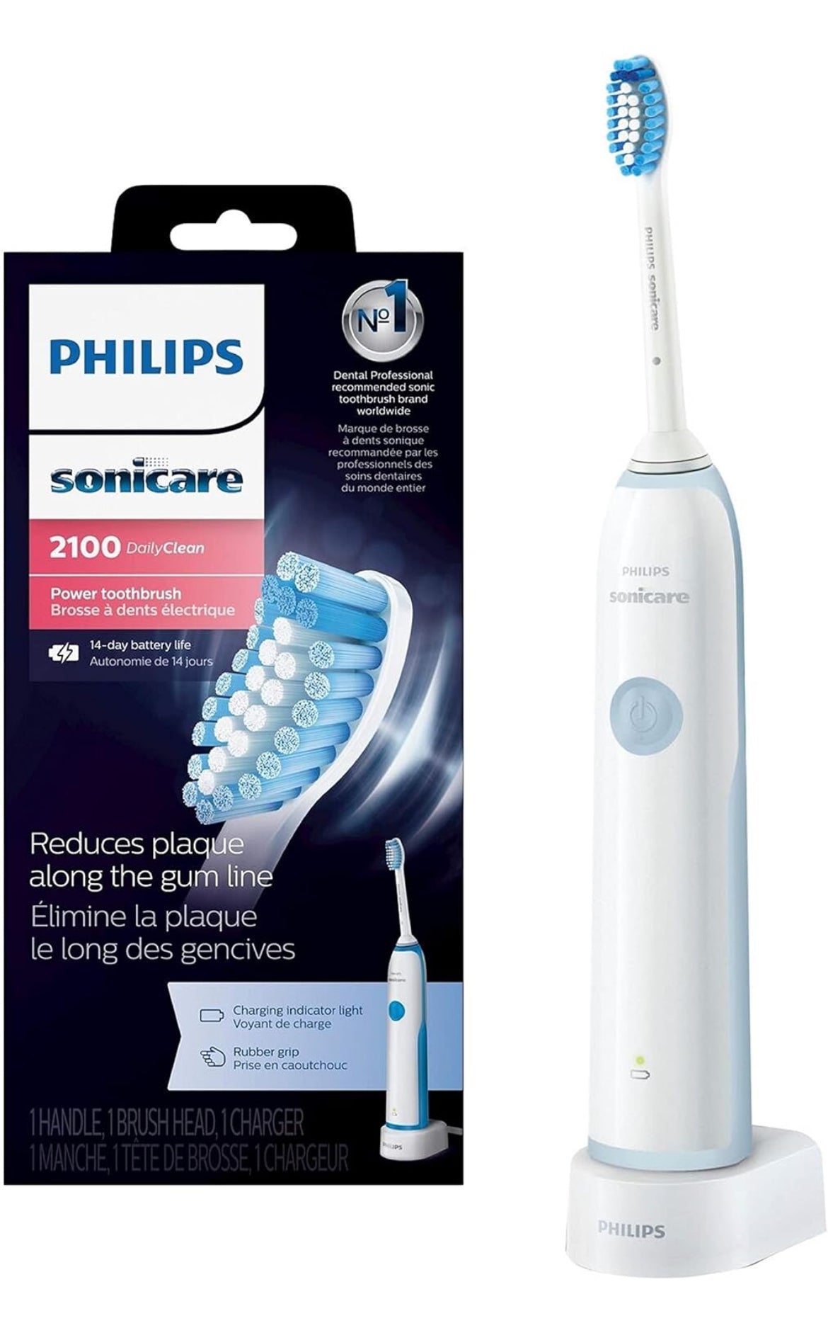 Philips Sonicare 2-reeks herlaaibare elektriese tandeborsel vir plaakbeheer - HX6211