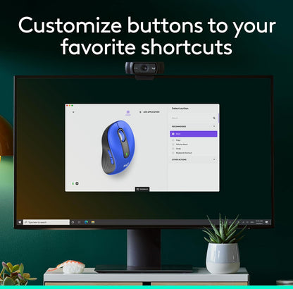 Logitech Draadlose Muis Signature M650 L Volgrootte - Groot Hande, Stil Klieke, Aanpasbare Knoppies, Bluetooth, PC/Mac/Chromebook - Klassieke Blou, Regshandig, Groot