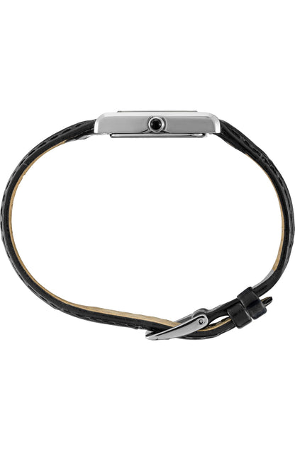 SEIKO Essentials-horlosie waterbestand met reghoekige vlekvryestaalkas en leerband - WIT