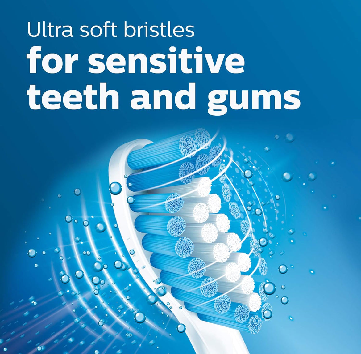 Philips Sonicare Genuine Sensitive Replacement Toothbrush Heads for Sensitive Teeth, 3 Brush Heads (White) HX6053/64