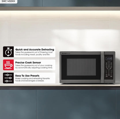Sharp SMC1452KH 1.4 cu. ft. Black Stainless Steel Countertop Microwave Oven
Removable 12.4" Carousel Turntable