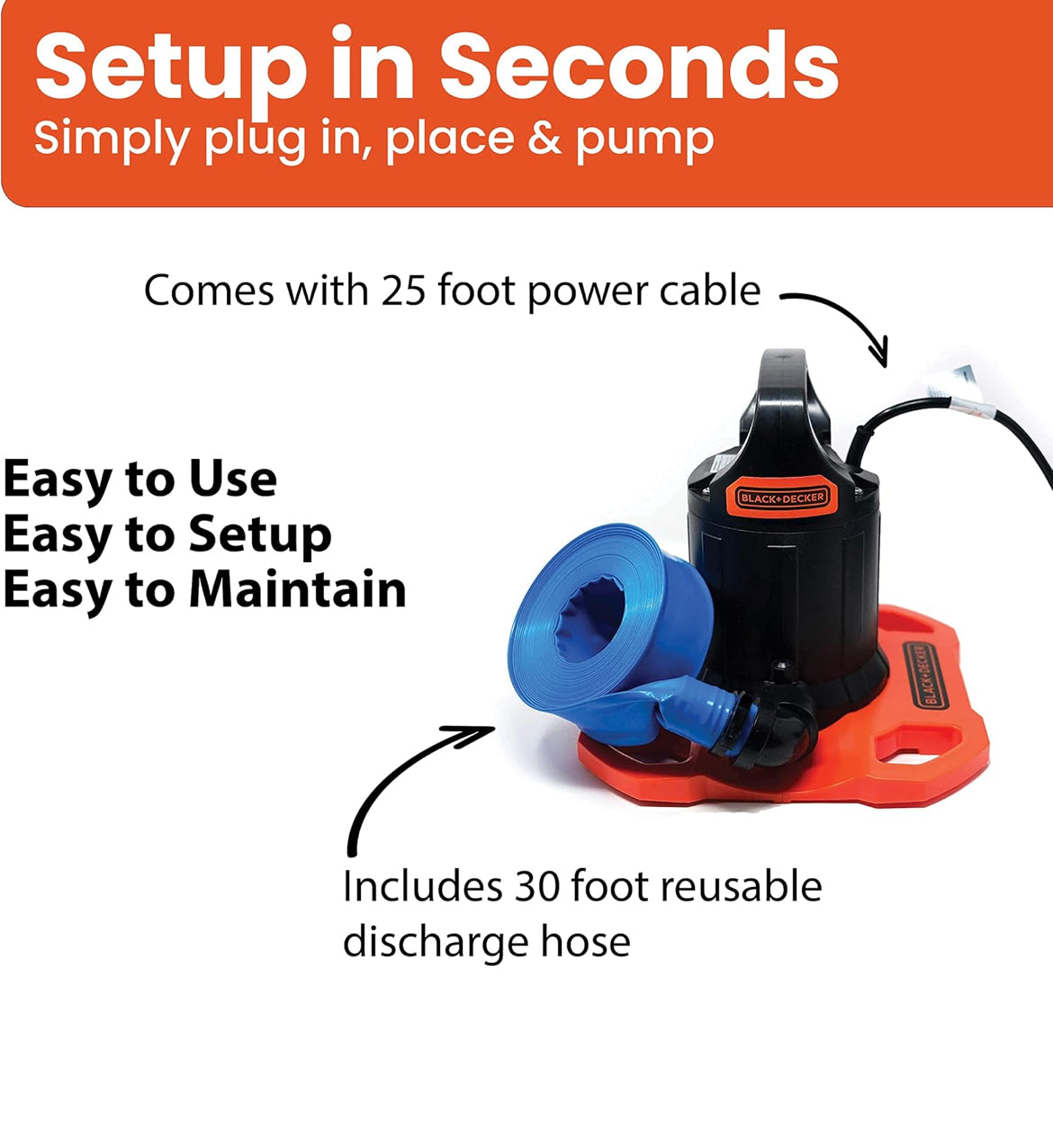 BLACK+DECKER Swembadseilpomp, 1500 GPH Handmatig