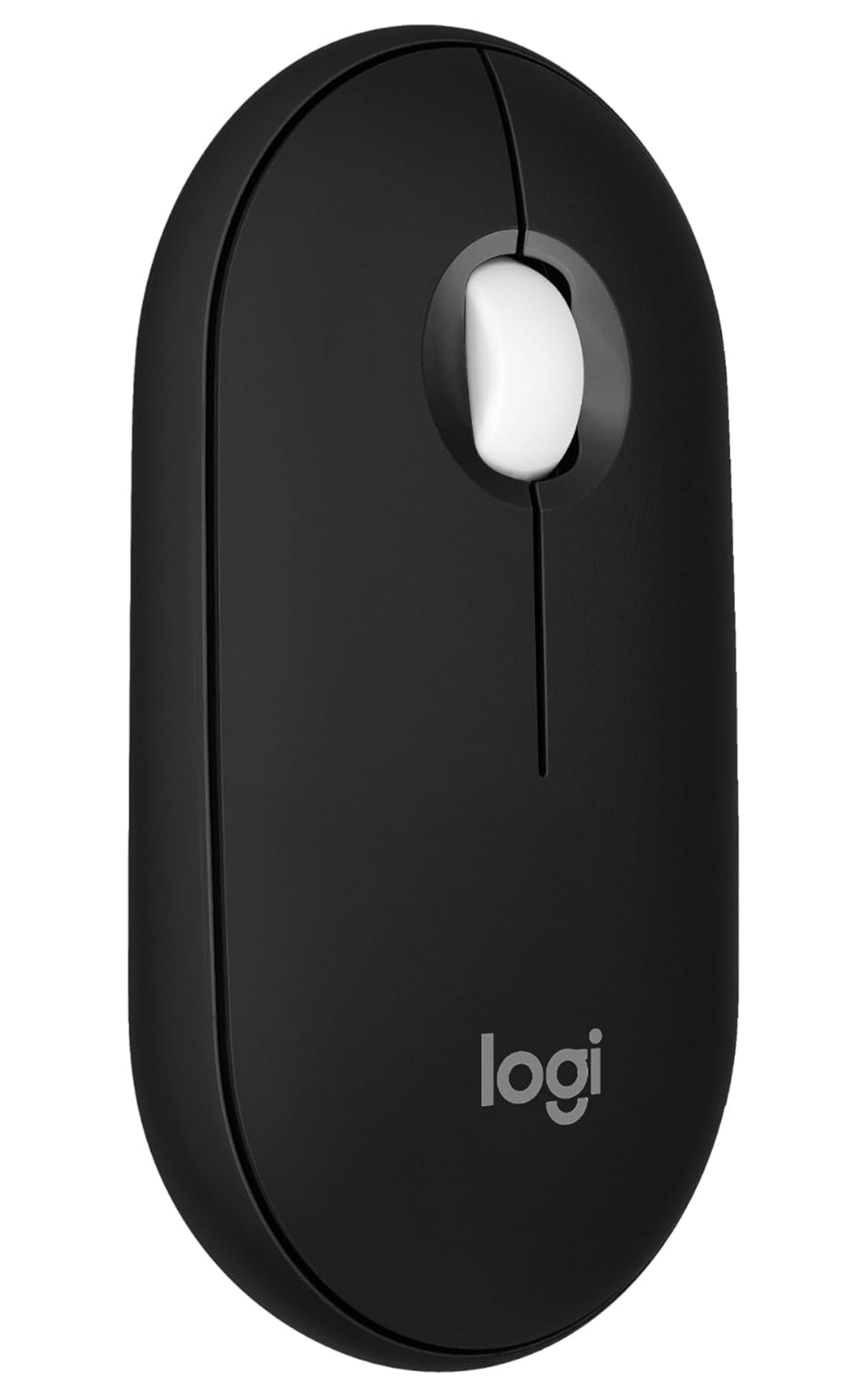 Logitech Pebble Muis 2 M350s Slank Bluetooth Draadlose Muis, Draagbaar, Liggewig, Aanpasbare Knoppie, Stil Kliek, Maklike Wisseling vir Windows, macOS, iPadOS, Android, Chrome OS - Swart