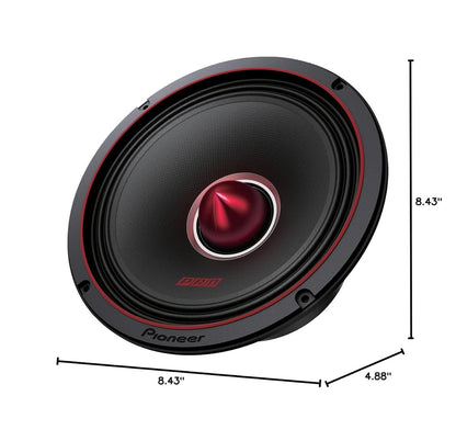 Pioneer TS-M801PRO, Motorvoertuigoudioluidsprekers, Volreeks, Helder Klankgehalte, Maklike Installasie en Verbeterde Basrespons, 8”-luidsprekers