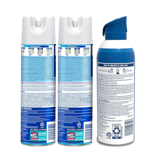 Lysol-pak met x2 Lysol Ontsmettingssproei vir Harde en Sagte Oppervlakke, Crisp Linen, 19 Fl. Oz + Lysol Lugontsmettingssproei, vir Lugontsmetting en Reukverwydering, White Linen, 10 Fl. Oz