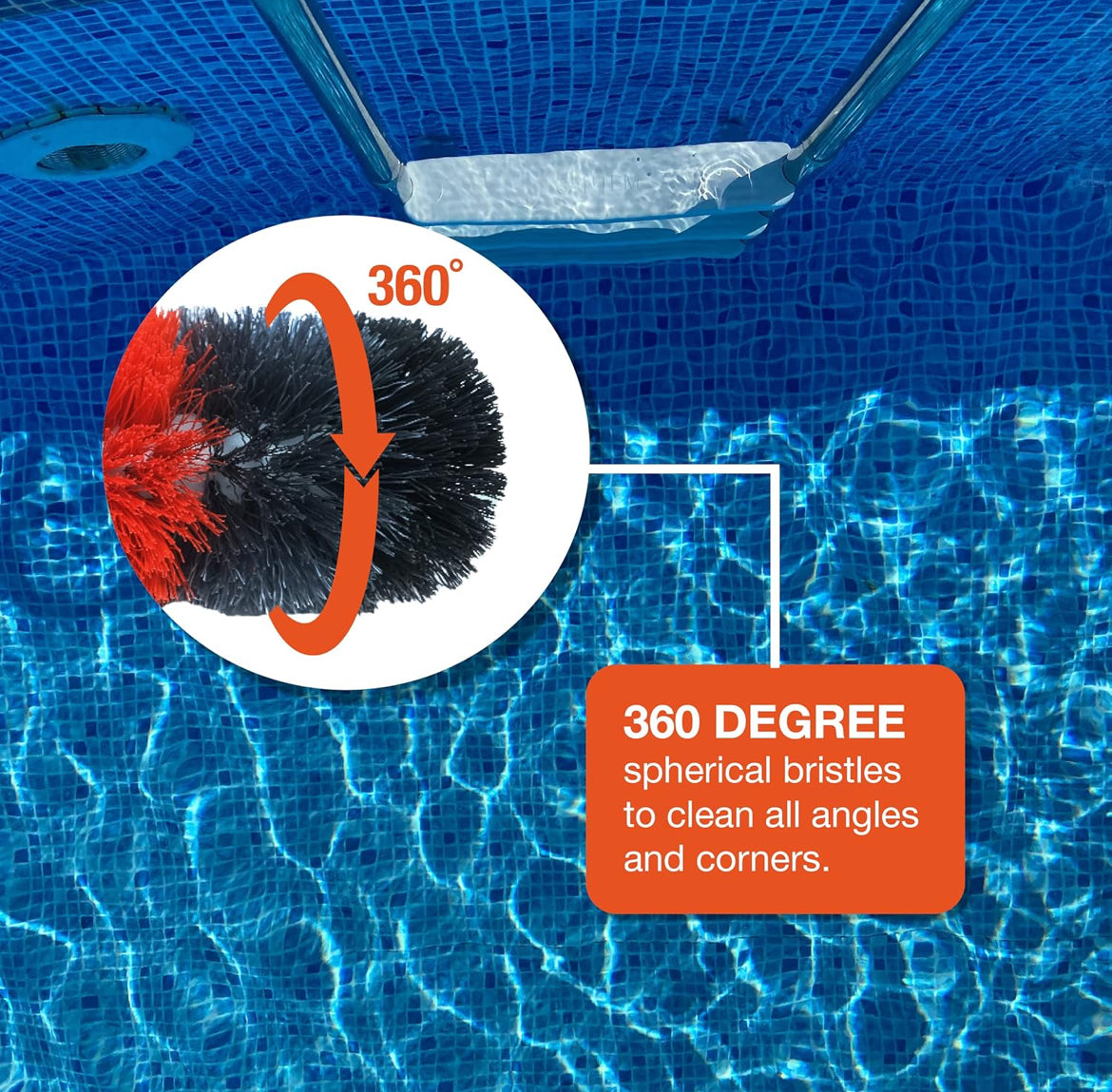 BLACK+DECKER Swembadborsel, 360 Grade Borselhare, 18 Duim