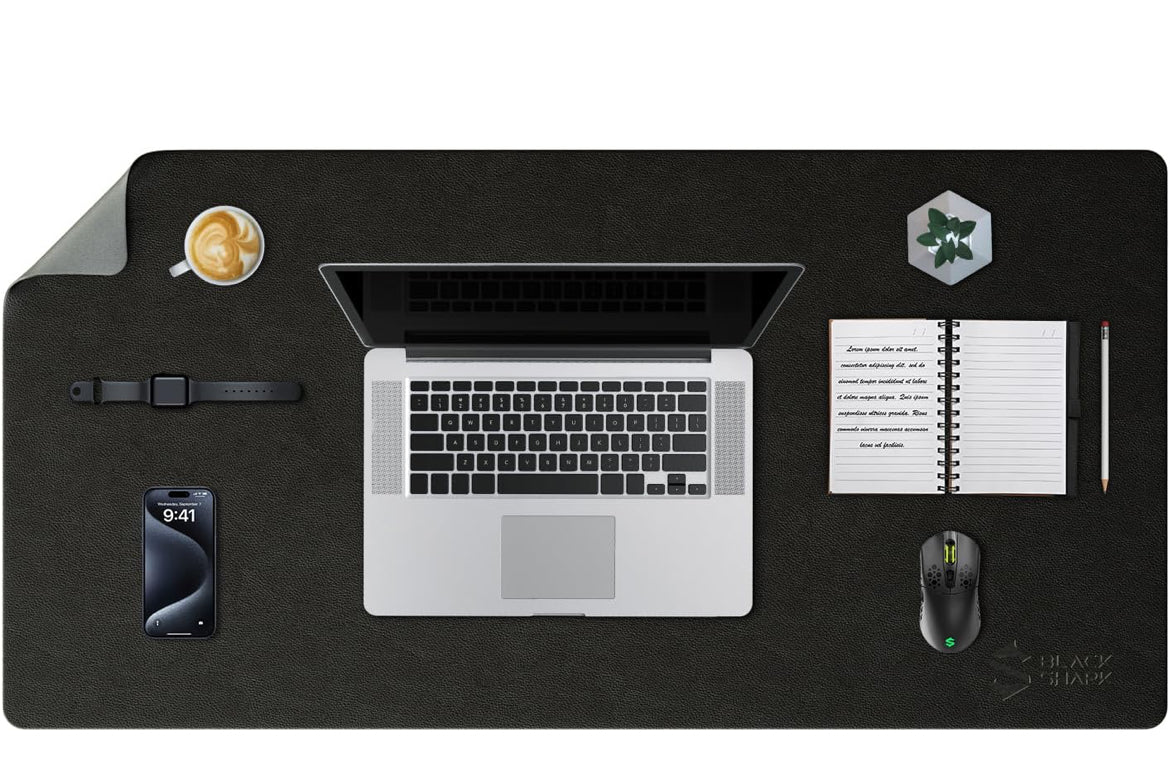 Black Shark Non-Slip Desk Mat, Gaming Mouse Pad (23.6" x 13.7" x 0.12") Manta P8 - Black