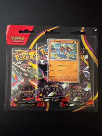 Pokémon TCG: Mega Evolution – Pitch Black 3-Pack Blister w/ Binacle Promo Card